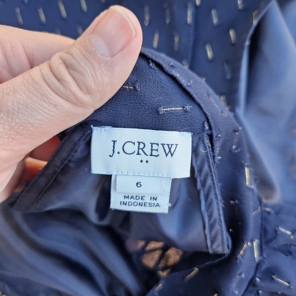 J. Crew navy gold thread tie neck tank size 6 - Picture 3 of 8